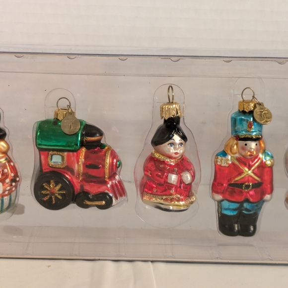 Department 56 Tiny Trimming mini glass ornaments set of 8 clown, train,Lady, - Picture 2 of 5